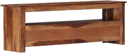 Mueble de TV de madera maciza Sheesham rústico, resistente, 2 cajones,