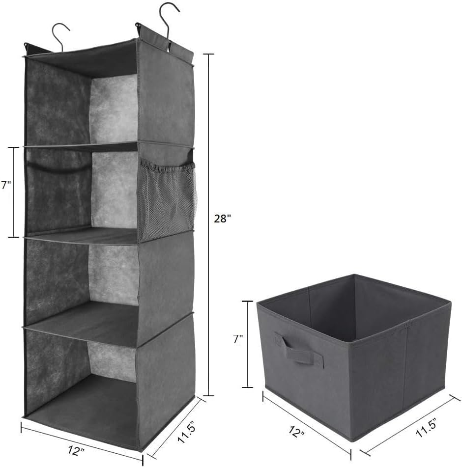 Organizador colgante de armario de 4 estantes, ahorro de espacio, estantes