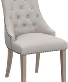NOBPEINT Silla de comedor de tela beige acolchada para ocio, ribete clavado,...