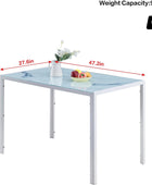 Mesa de comedor de vidrio templado de 47 pulgadas, moderna mesa rectangular de