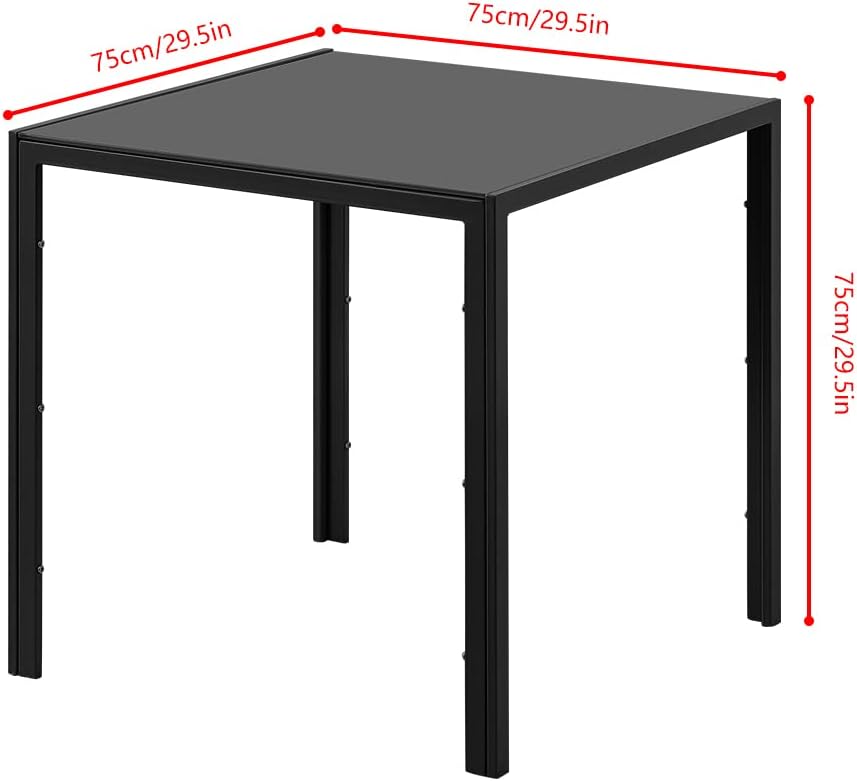 Juego de 4 mesas de comedor y sillas de comedor de cristal negro de 5 piezas,