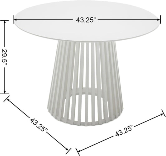 Mesa de comedor redonda para 4 personas, mesa de cocina blanca de 43 pulgadas,