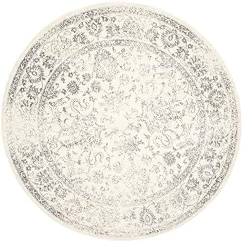 SAFAVIEH Adirondack Collection - Alfombra redonda, 4 pies, marfil y plata,...