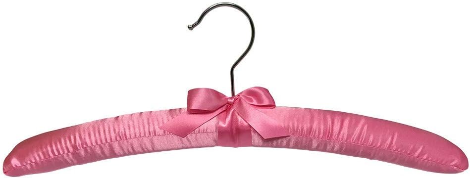 6 perchas acolchadas de satén liso rosa de 15 pulgadas de largo para vestido,...
