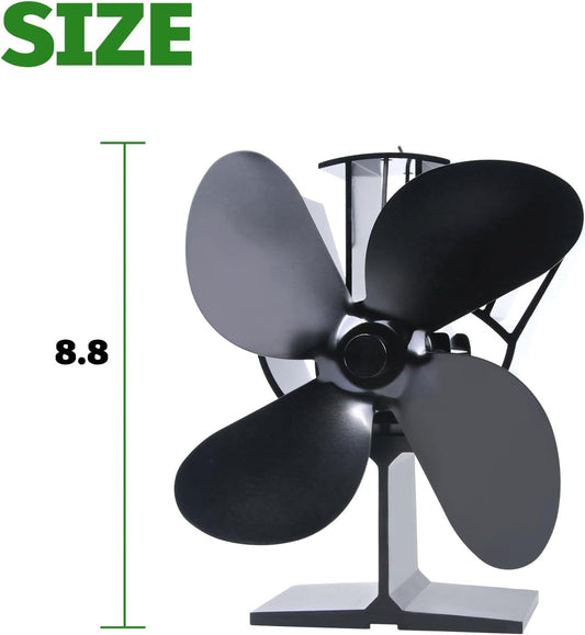 KIAASDSY Ventilador de 4 aspas, ventilador de estufa de leña, ventilador de