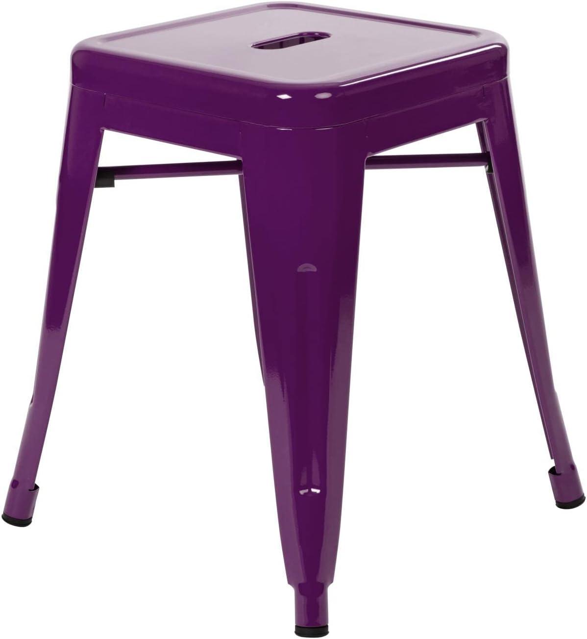 Taburete de metal para mesa de comedor, taburete de grado comercial Kai morado