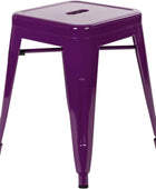 Taburete de metal para mesa de comedor, taburete de grado comercial Kai morado