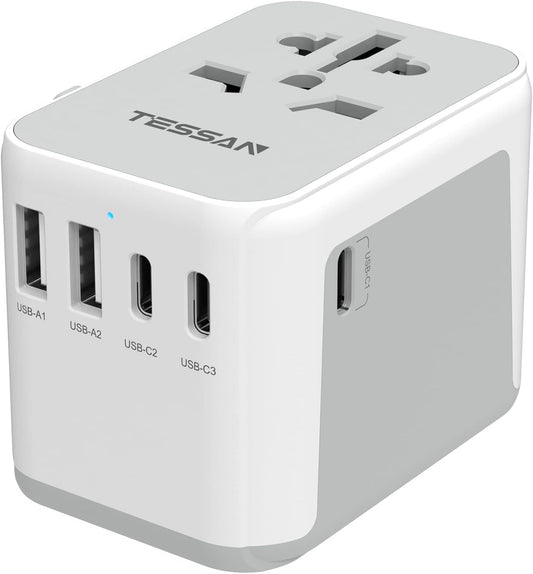 TESSAN Adaptador de viaje universal, adaptador de corriente internacional 5.6A...