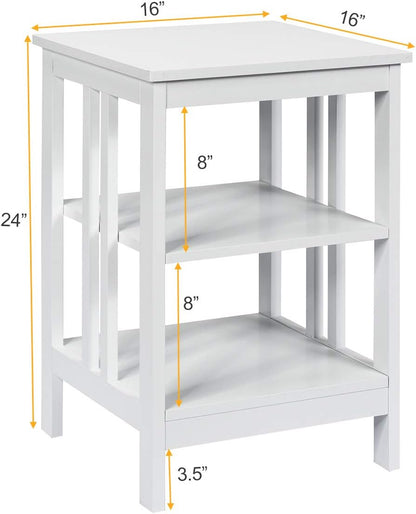 Giantex Juego de 2 mesitas de noche de 3 niveles, mesa auxiliar moderna con...