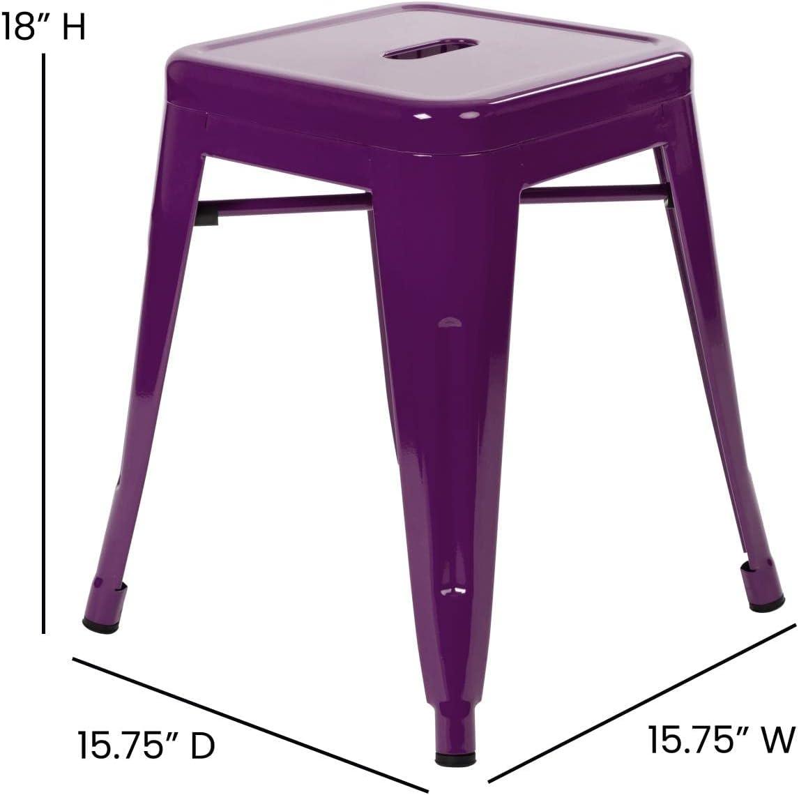 Taburete de metal para mesa de comedor, taburete de grado comercial Kai morado