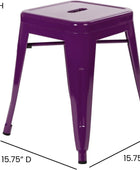 Taburete de metal para mesa de comedor, taburete de grado comercial Kai morado