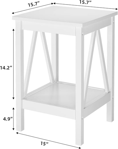 IDEALHOUSE Mesa auxiliar blanca, mesa auxiliar pequeña para sala de estar,...