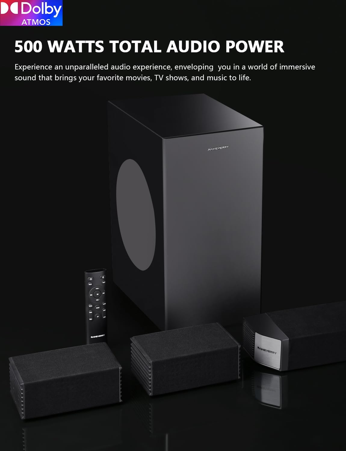 5.1.2 Barra de sonido Dolby Atmos prémium con subwoofer inalámbrico, Bluetooth...