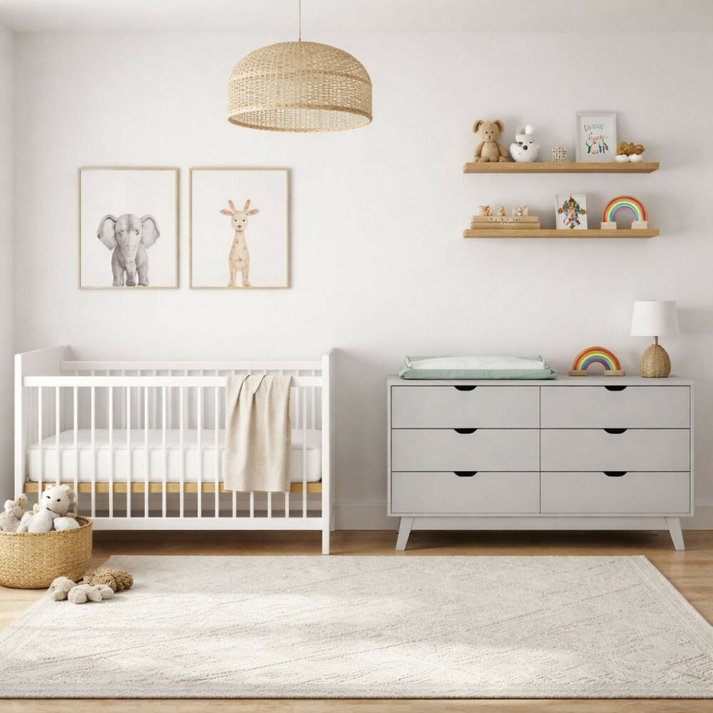 Combo Cuna Jaén Blanco + Cómoda Dakar Blanca