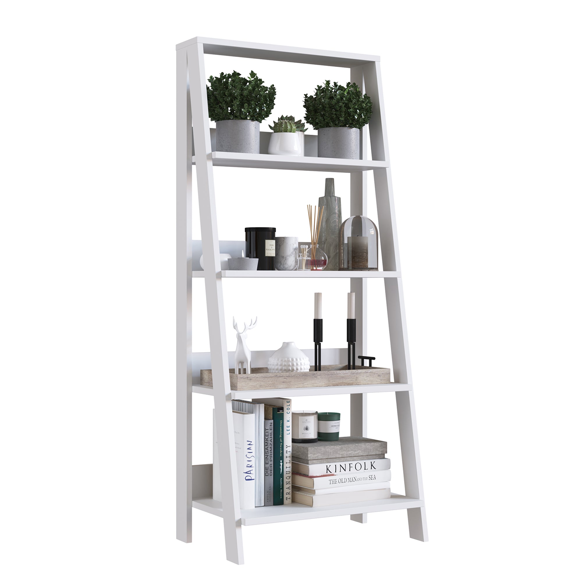 Biblioteca Escalera E06 Blanco