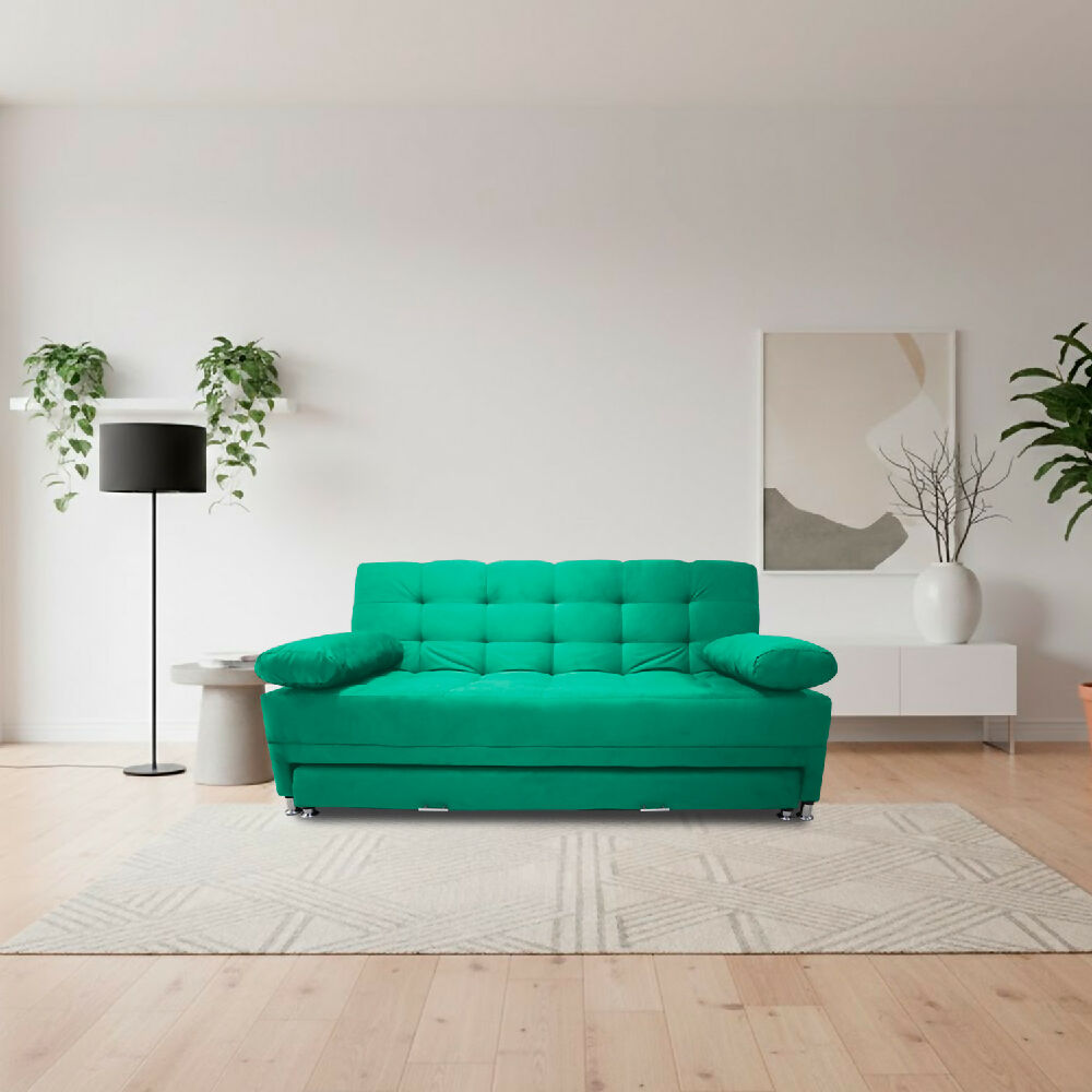 Sofá Cama Tarima Haller En Tela Velvet 190X95X80 Verde