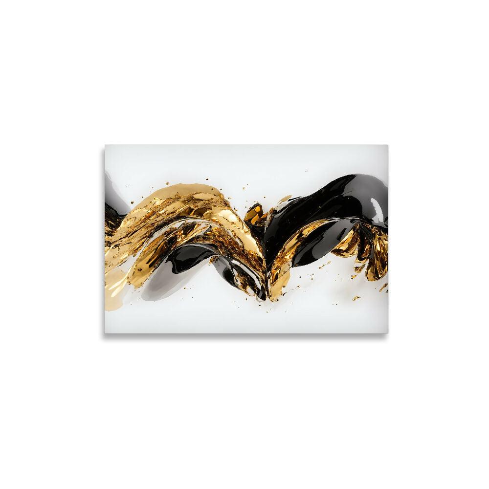 Lienzo Arte Abstracto En Tonos Negro Y Dorado 93X60cm