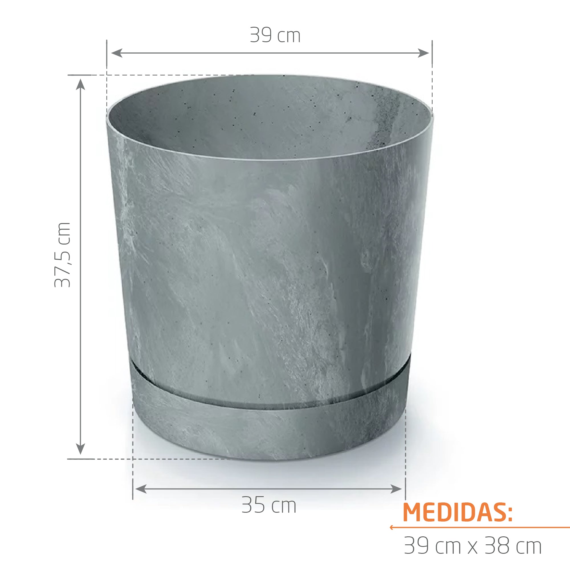 Matera Tubo P Beton 39 cm Gris Concreto