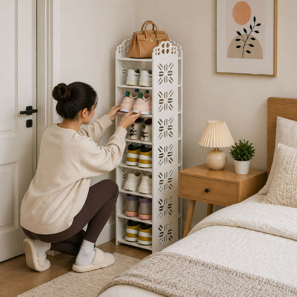 Zapatero Organizador 8 Niveles Mueble Para Calzado Ahorra Espacio Con Diseño Vertical