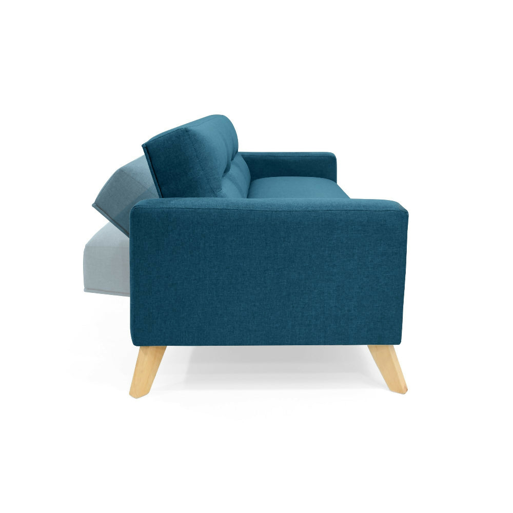 Sofa Cama Sion 206x90x82 Reclinable Tela Azul