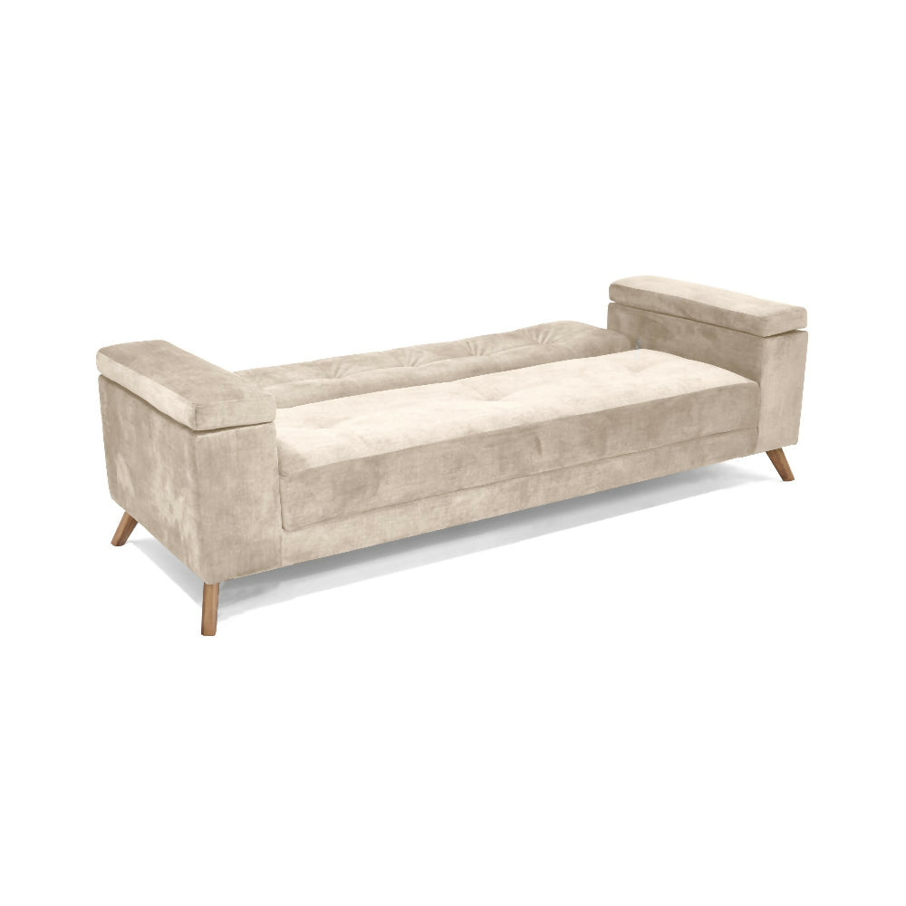 Set de sala con Sofa Cama Moretto Poltrona Carter Tela Beige mas mesa de Centro Nova
