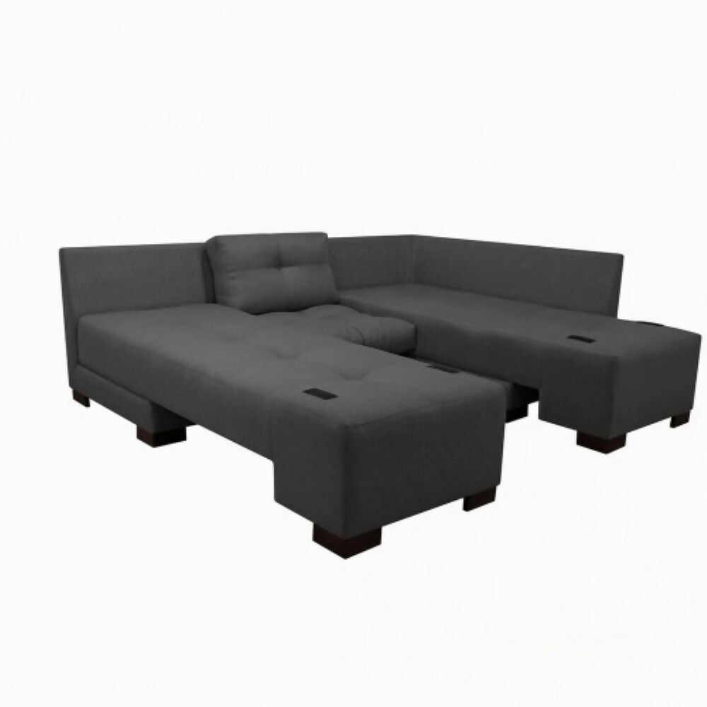 Sala Cama Sterimberg En Tela Gris- Amoblando