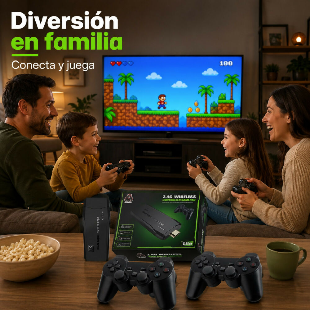 Consola De Videojuegos Retro Portátil Caja Verde Con Miles De Juegos Clásicos