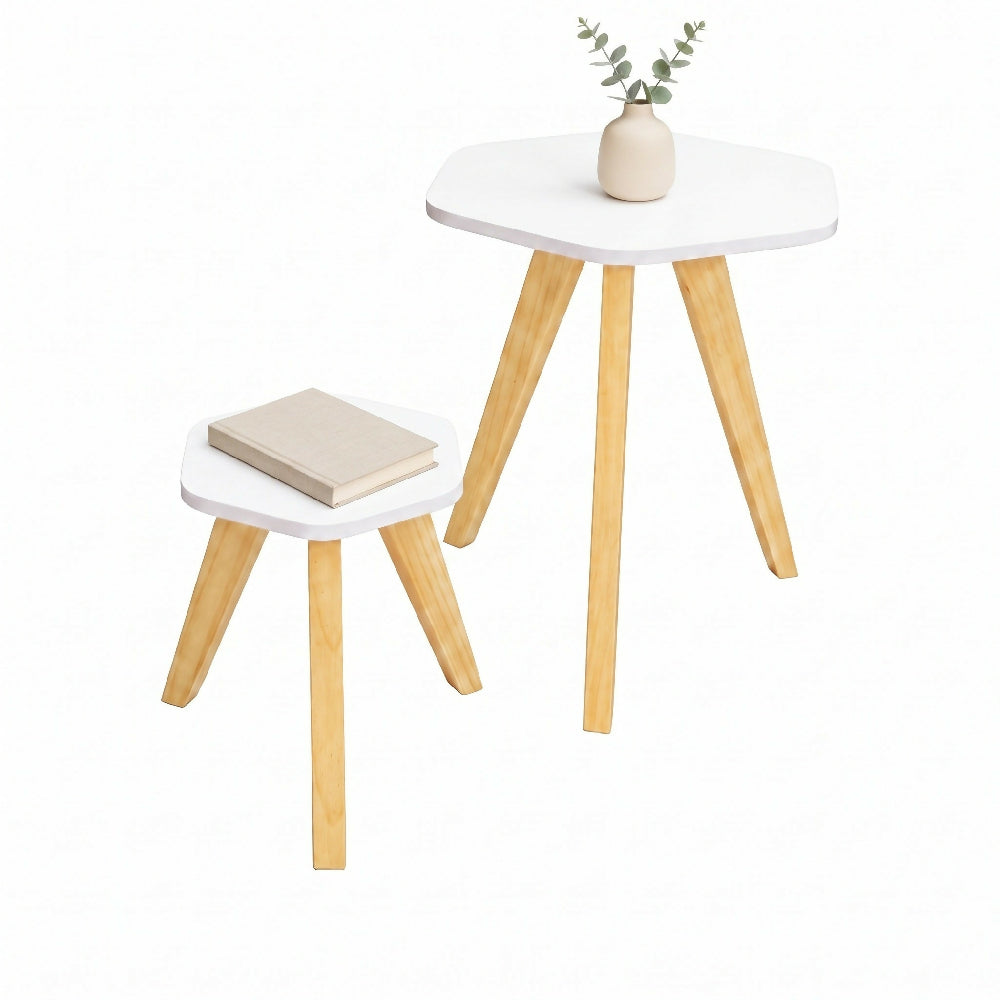 Mesa Auxiliar Nórdica Hexagonal - Set x 2 - Pequeña & Grande