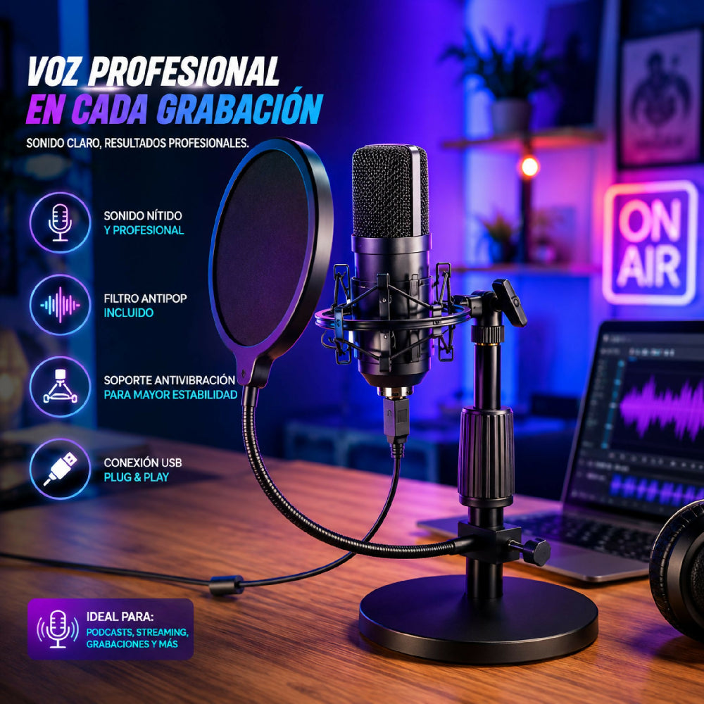 Kit De Micrófono Profesional USB Calidad De Estudio 192KHz/24bits