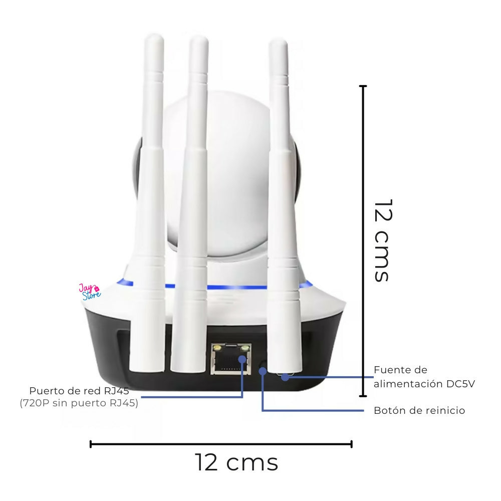 Cámara de Seguridad WiFi 3 Antenas 360° Visión Nocturna 1080P