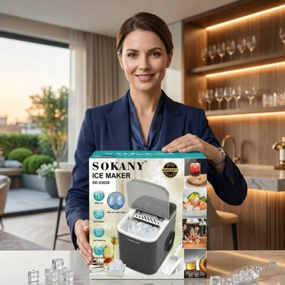 Máquina Para Hacer Hielo Sokany SK-03038 Portátil Producción Rápida