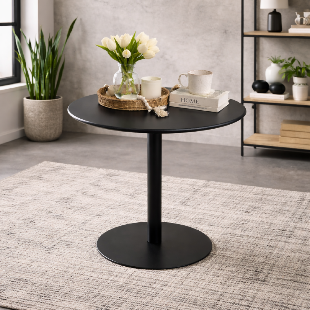 Mesa de Comedor Versátil Metálico Maiu Negro (72×60×60cm) - Interior y Exterior