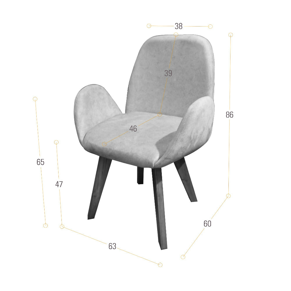 Silla de comedor Mao 63x60x86 Tela Taupe Matiz Caoba