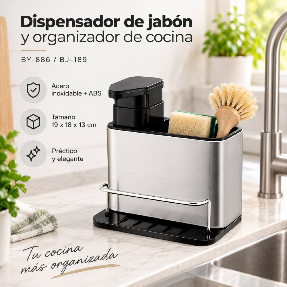 Dispensador De Jabon Liquido Con Organizador Para Cocina BY-886 BJ-189