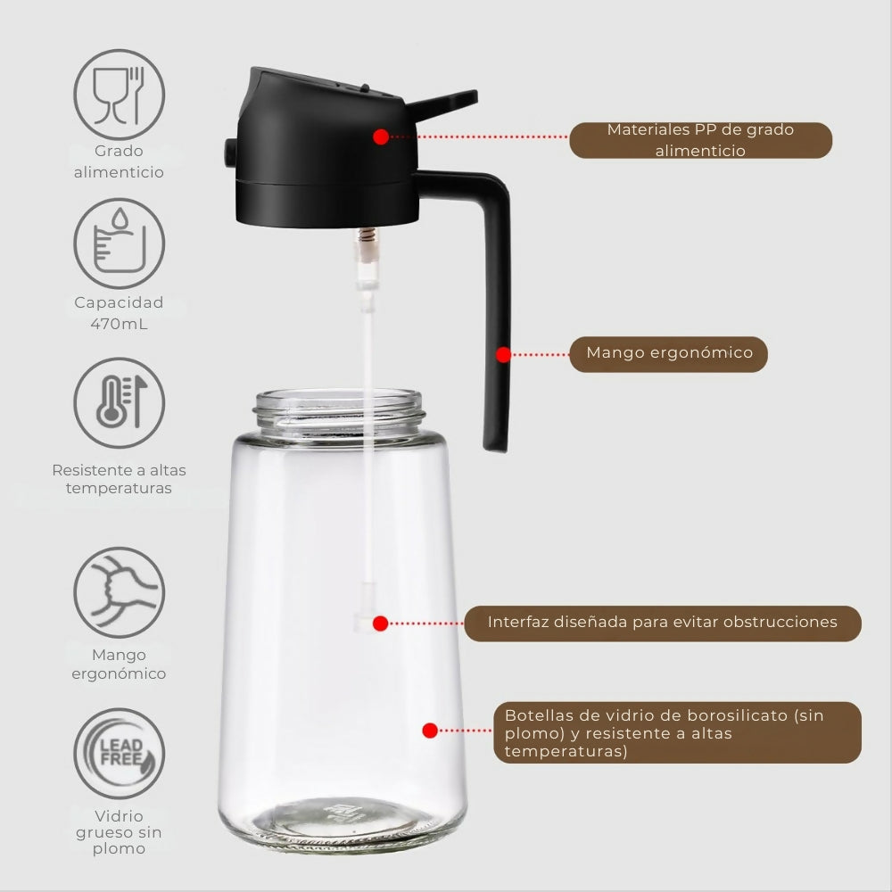 Botella Dispensador Aceite Atomizador 2en1 Pulverizador