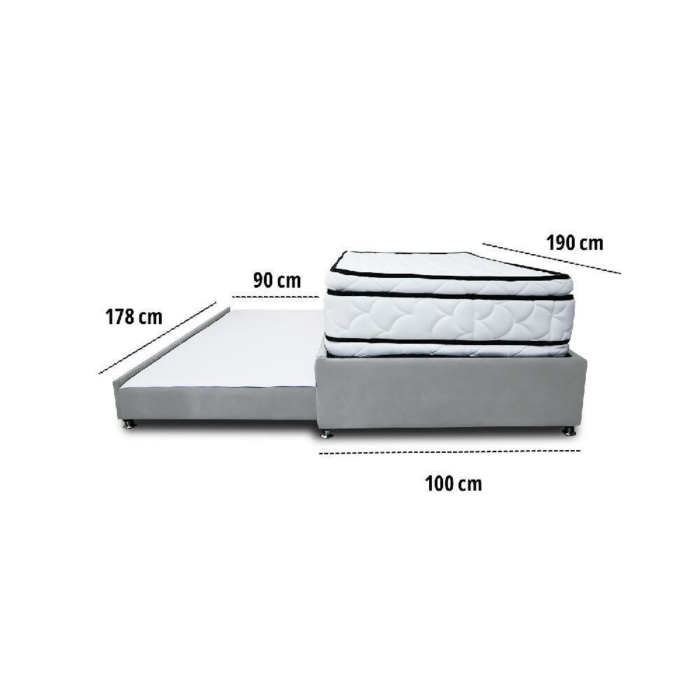 Combo Cama Tarima Nube 100x190 Sencillo Gris Claro