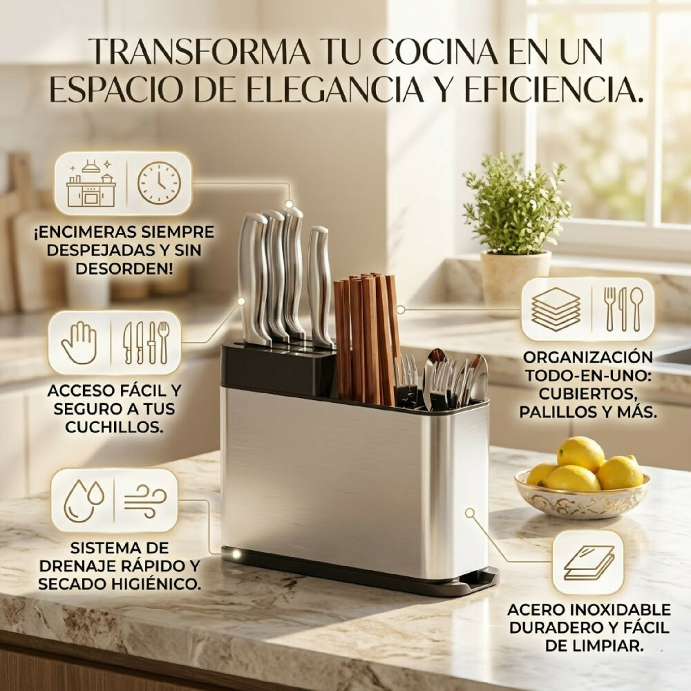 Organizador De Cubiertos 4 Compartimentos Para Utensilios Y Cubiertos De Cocina