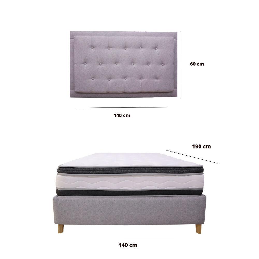 Combo Base Cama y Colchón Blaser 140 Doble mas espaldar