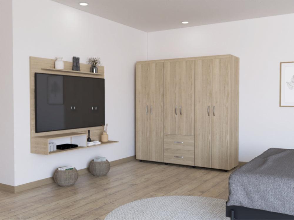 Combo Para Habitación Nozzle, Incluye Panel de Tv y Closet - VIRTUAL MUEBLES
