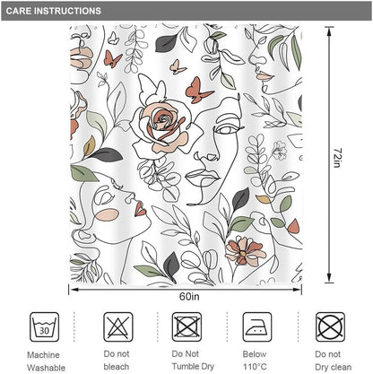 Riyidecor Cortina de ducha abstracta para mujer, para decoración de baño, 60