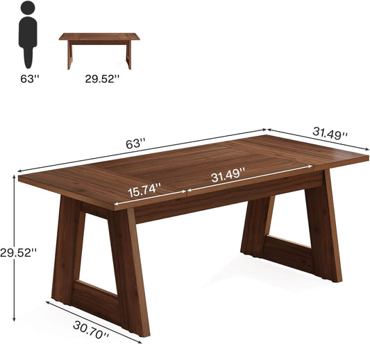 Mesa de comedor para 4-6 personas, mesa de cocina rectangular de madera de 63
