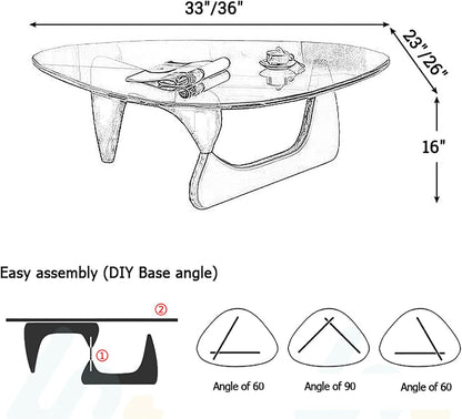 Mesa auxiliar triangular de cristal, mesa de centro moderna de mediados de...