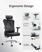 Hbada P3 Silla de oficina ergonómica con soporte lumbar ajustable 2D, silla de...