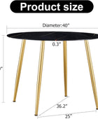 Mesa de comedor redonda de vidrio de 40 pulgadas, mesa de cocina moderna con