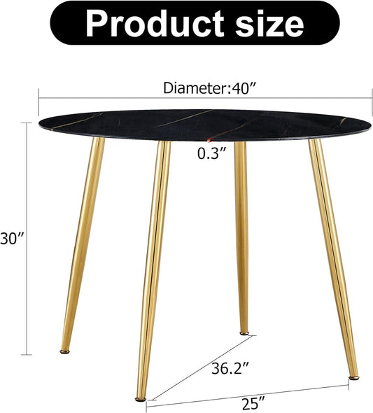 Mesa de comedor redonda de vidrio de 40 pulgadas, mesa de cocina moderna con