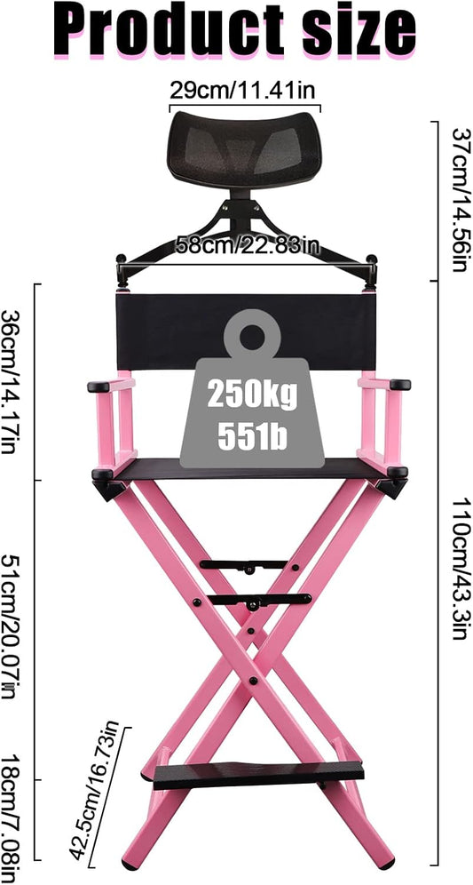Lorvain Silla plegable de maquillaje para artista, silla de directores plegable...