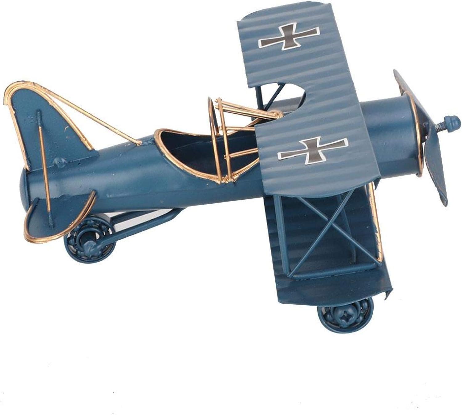 Tyenaza Decoración de avión vintage, modelo de biplano de avión de hierro de...