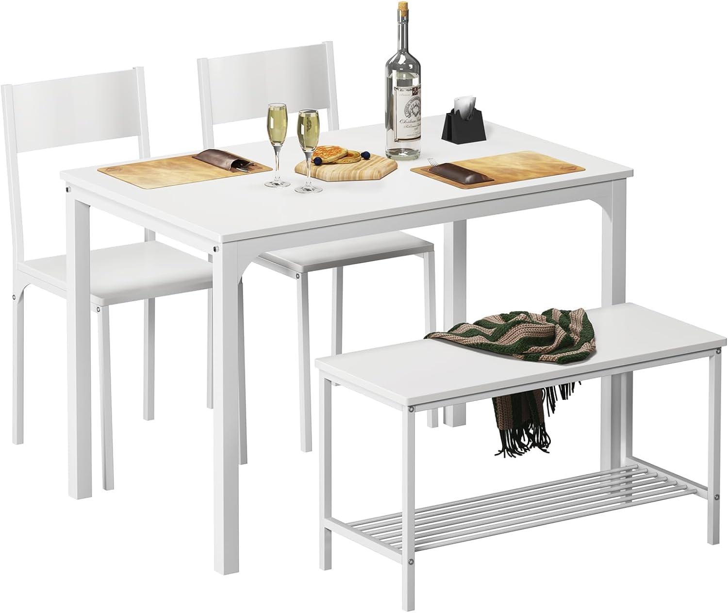 Juego de mesa de comedor para 4, juego de mesa de comedor de cocina con 2