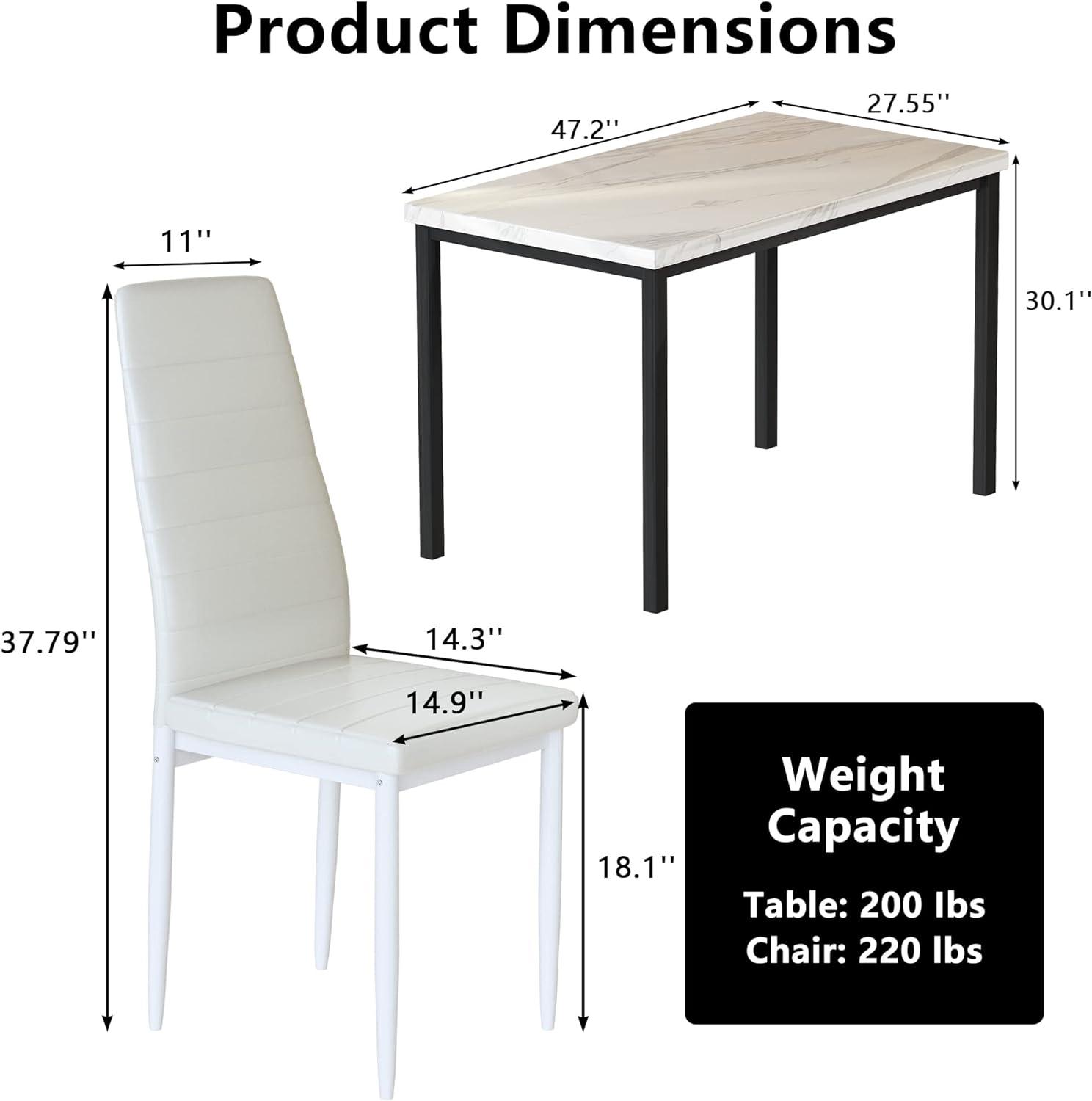 Juego de mesa de comedor para 4, mesa de cocina y sillas, mesa de comedor de