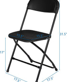 Juego de 4 sillas plegables, sillas plegables de plástico negro con marco de...